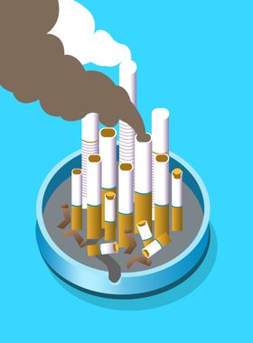 烟灰缸抽象插画