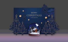 深蓝色圣诞堆头