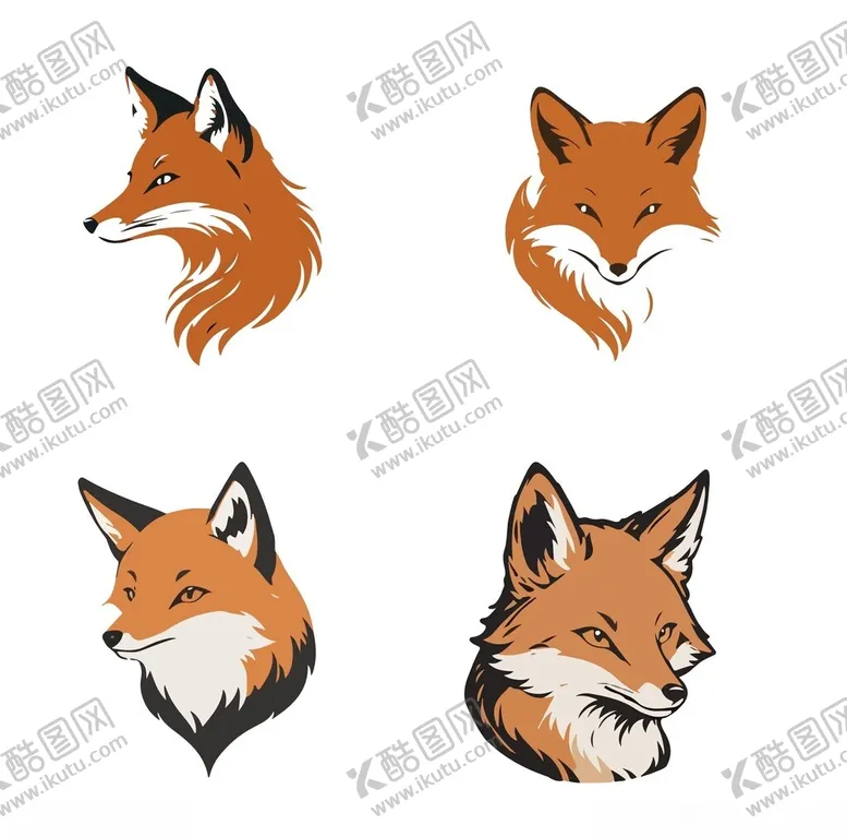 编号：42443502131041066746【酷图网】源文件下载-狐狸头插画
