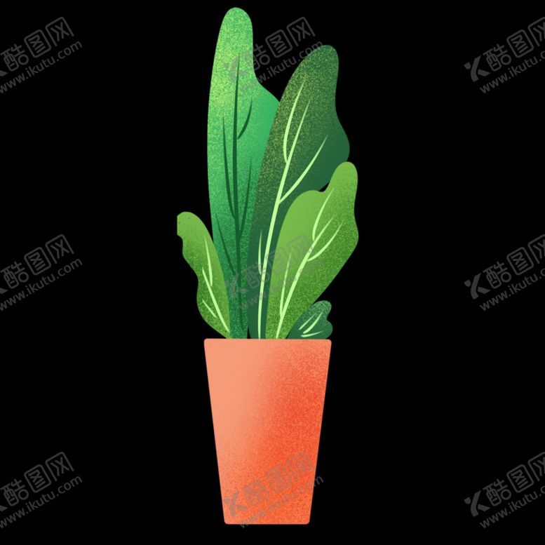 手绘盆景矢量素材树叶植物绿植花朵