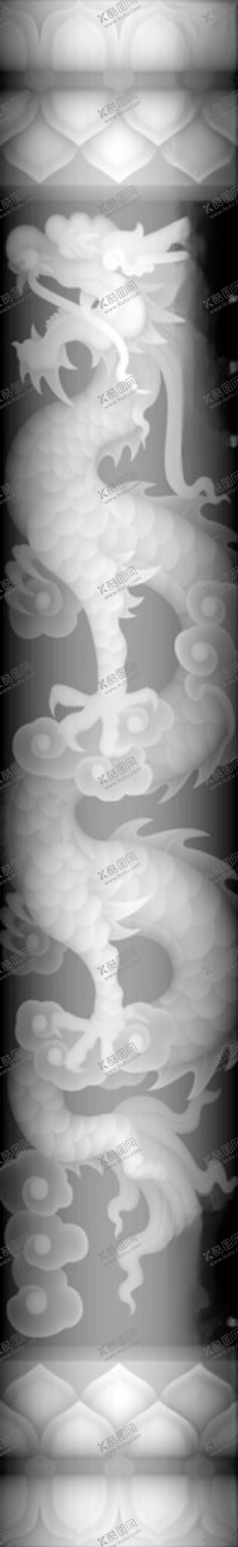 编号：42990301250359533618【酷图网】源文件下载-龙柱灰度图