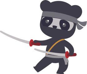 卡通忍者人物术矢量