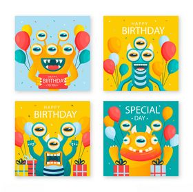 可爱怪兽主题节日插画