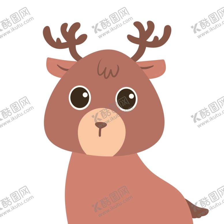 卡通鹿草丛麋矢量小