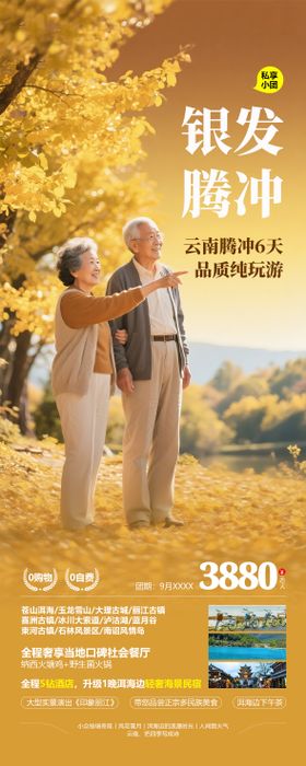 云南腾冲老年人旅游海报设计