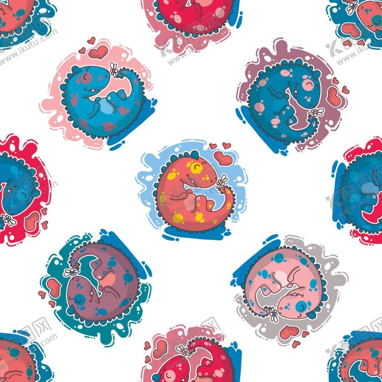 编号：33274409190905016714【酷图网】源文件下载-可爱恐龙花纹