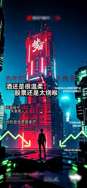 夜店酒吧KTV股市股票赛博海报
