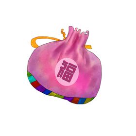 粉色福袋插画