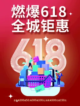 618海报限时大促传单年中庆展板