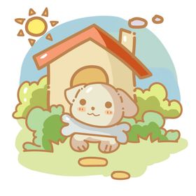 卡通女孩和小狗