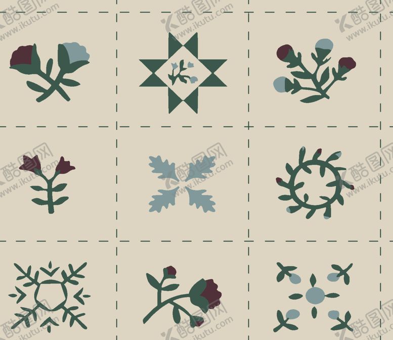 编号：97077012312117304749【酷图网】源文件下载-复古刺绣花卉雪花图案集