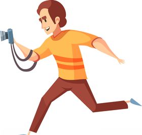 摄影师自由卡通人物拍拍工作