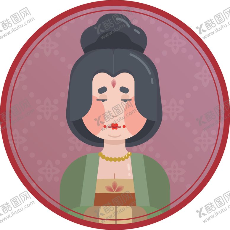编号：76854009251403333414【酷图网】源文件下载-卡通人物唐朝仕女头像EPS