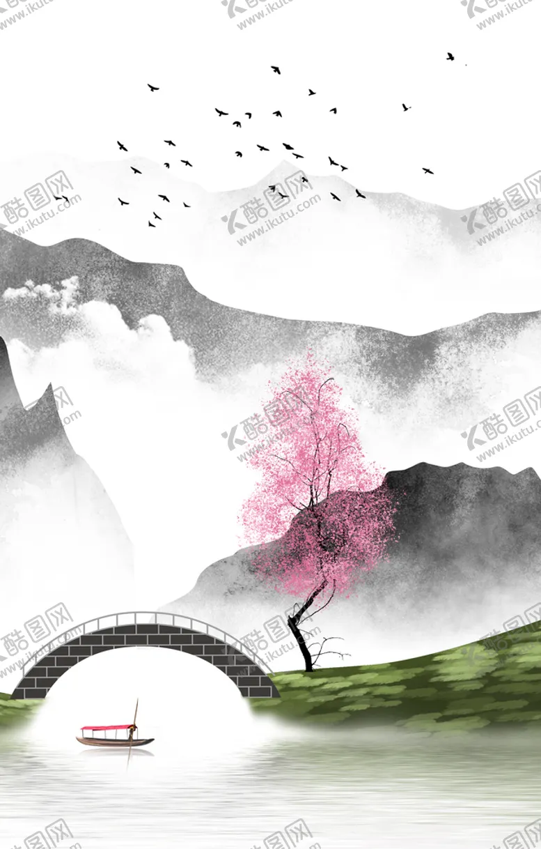 编号：64175210040511561763【酷图网】源文件下载-江南意境山水装饰画