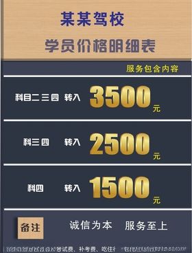 价目表