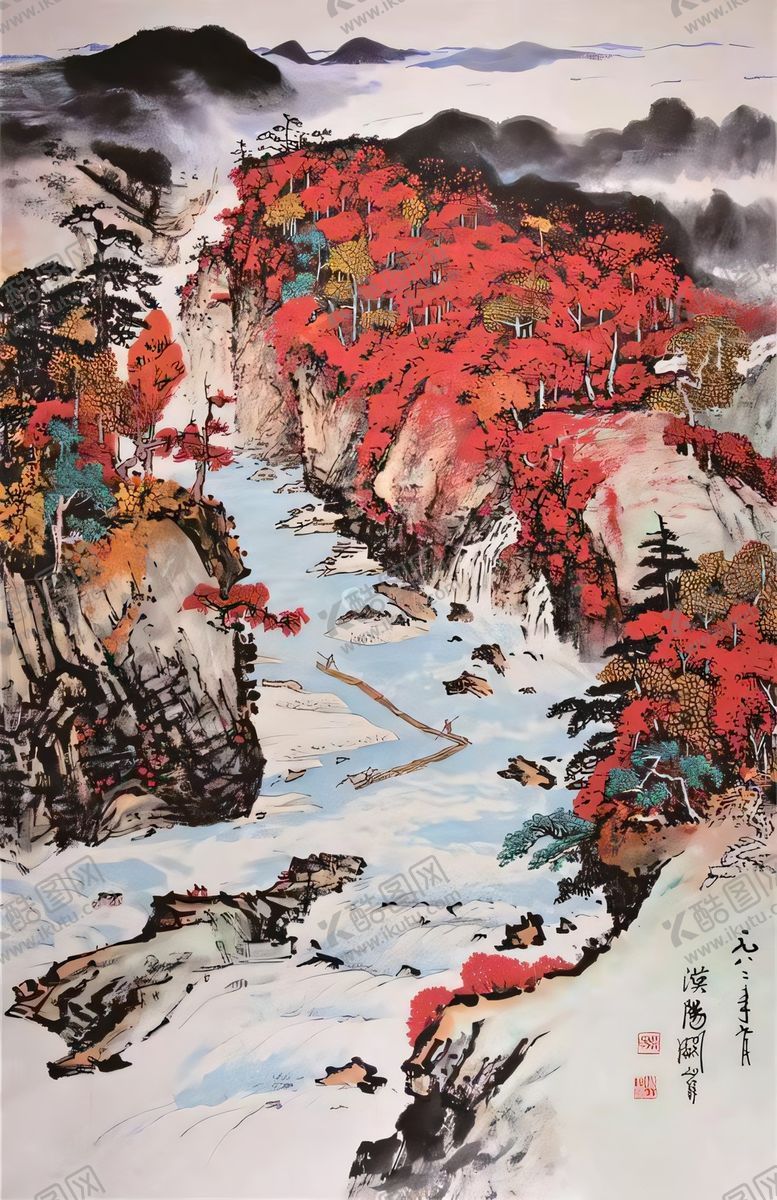 编号：25845901130630533986【酷图网】源文件下载-山水玄关国画