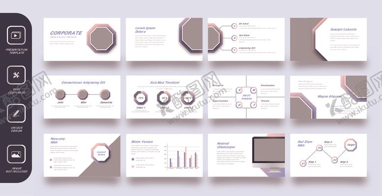 编号：79458104050225298311【酷图网】源文件下载-蓝粉渐变色系ppt