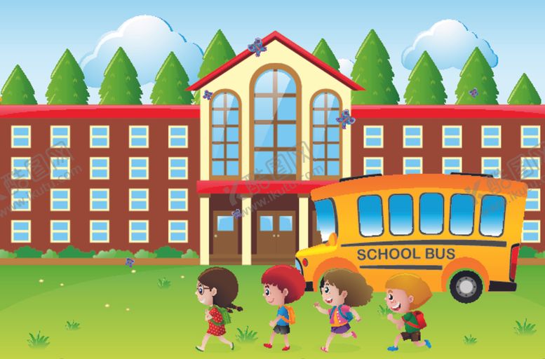 编号：21121109240003197718【酷图网】源文件下载-卡通校车背景
