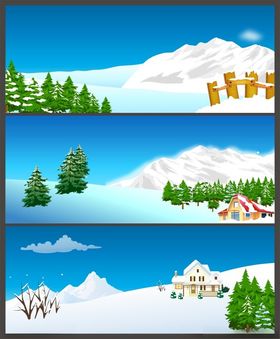 冬日雪景风景插画