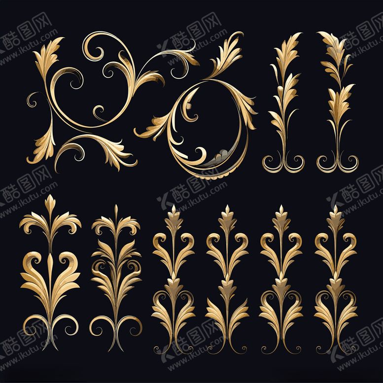 编号：63588411191556239972【酷图网】源文件下载-金色华丽欧式装饰花纹图案