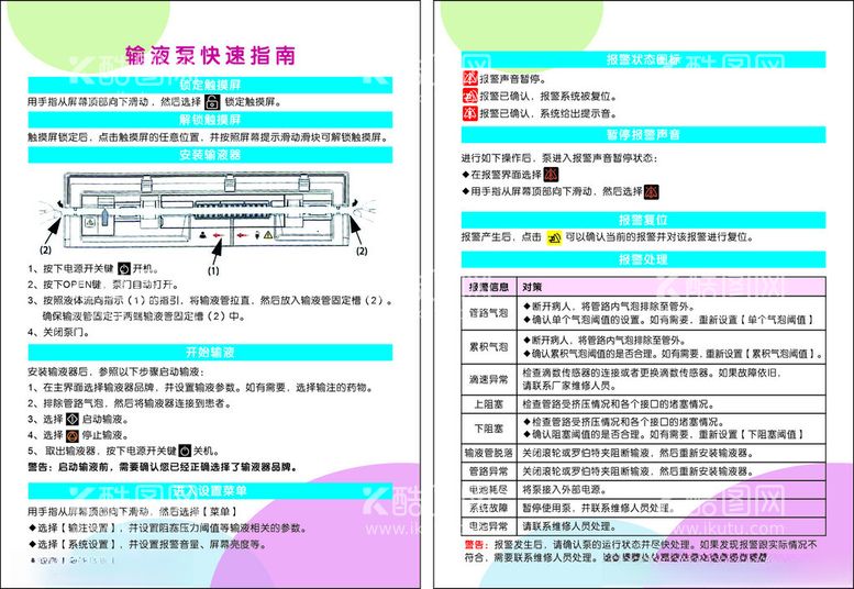 编号：88776303071107339327【酷图网】源文件下载-输液泵快速指南