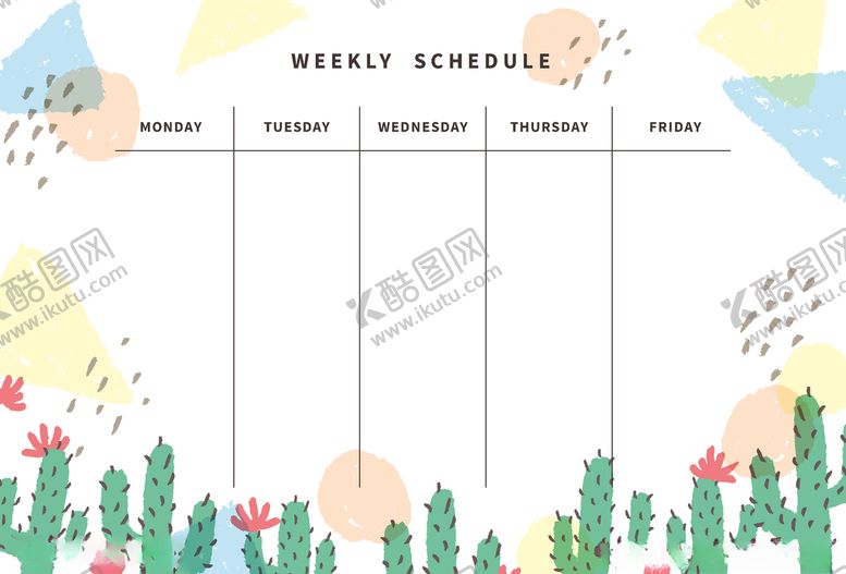 编号：86604511011213302801【酷图网】源文件下载-卡通一周计划表