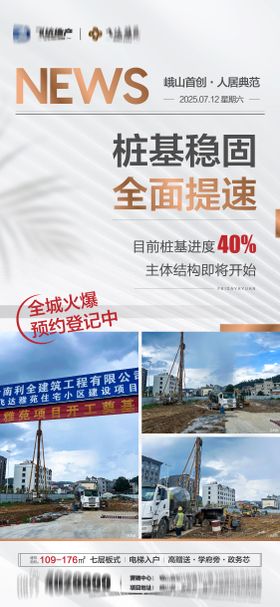 房地产工程进度播报海报