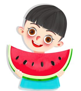 吃西瓜的小男孩