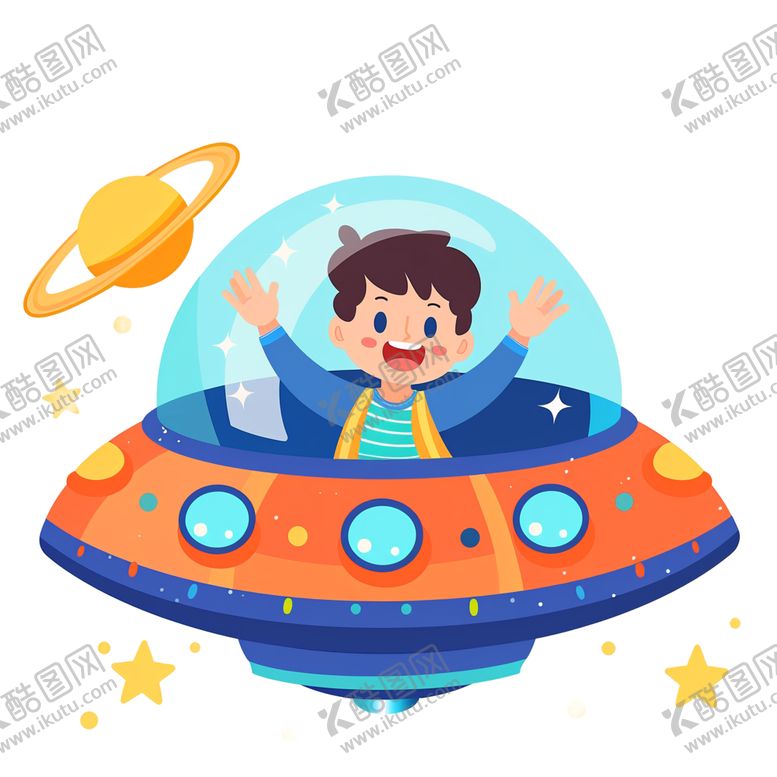 编号：59414602110957518888【酷图网】源文件下载-卡通可爱科技太空宇宙飞船装饰插