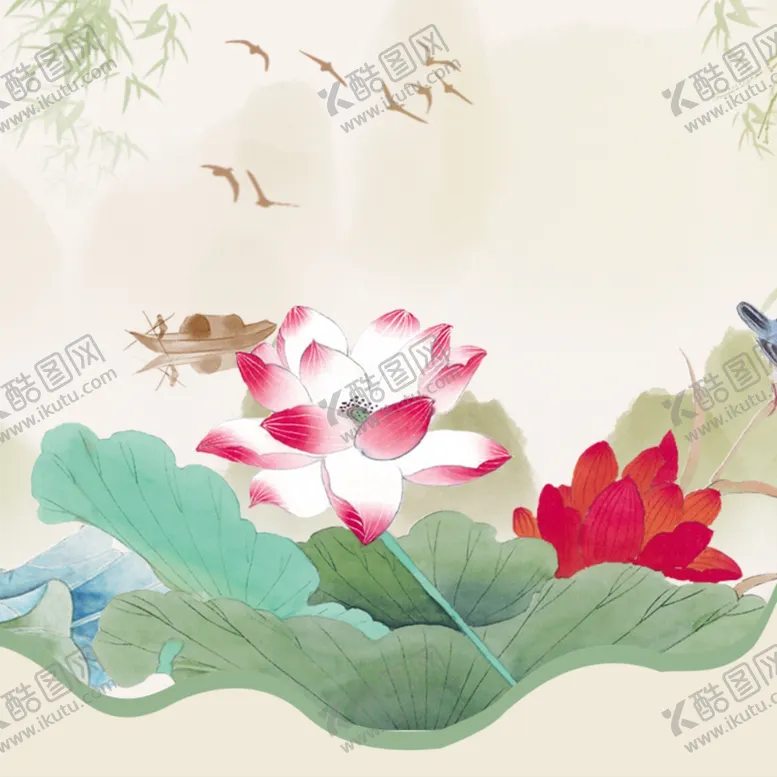 编号：41379004101926555021【酷图网】源文件下载-国画荷花