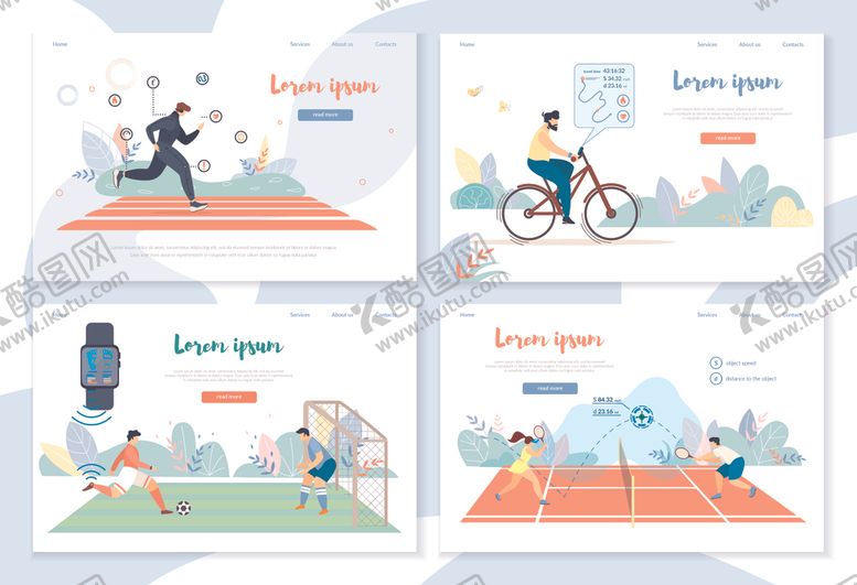 编号：15515912191349155215【酷图网】源文件下载-多样运动场景插画