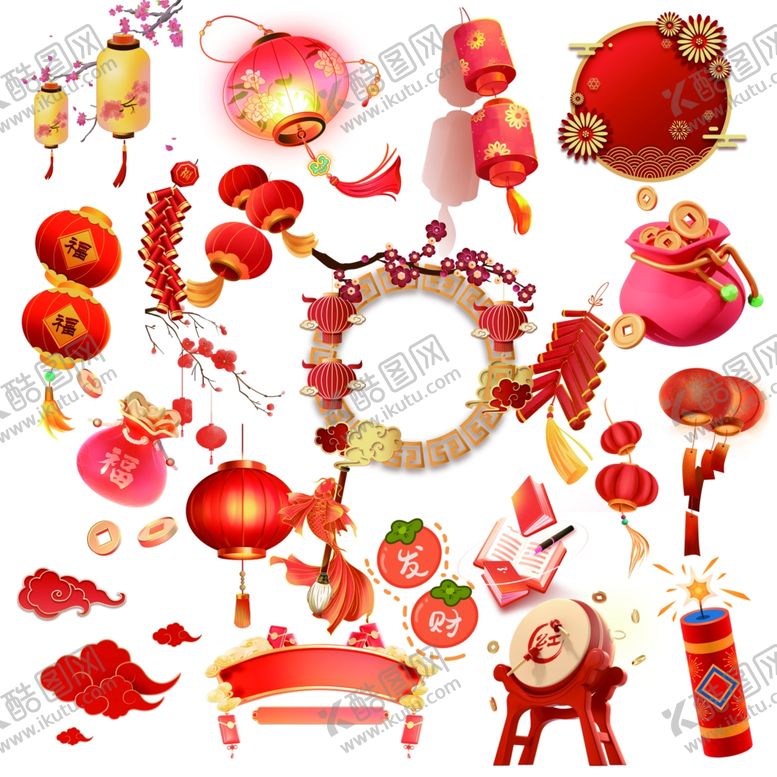 编号：54924811020712466379【酷图网】源文件下载-喜庆中国风春节装饰元素