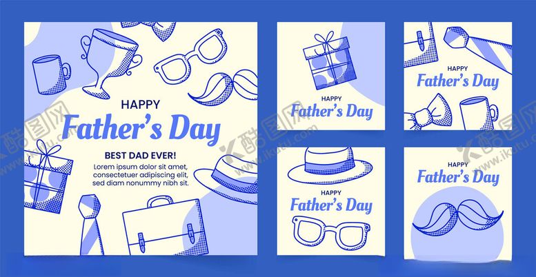 编号：95519209131531344376【酷图网】源文件下载-父亲节主题插画元素