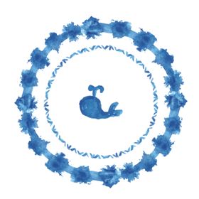 蓝色水彩圆圈图案