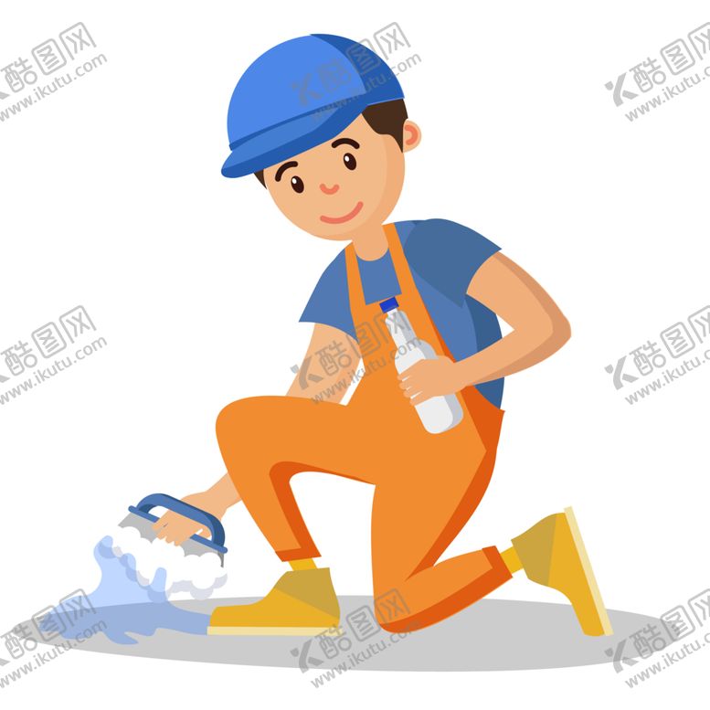 编号：43396505190638353899【酷图网】源文件下载-男清洁工工作矢量插画