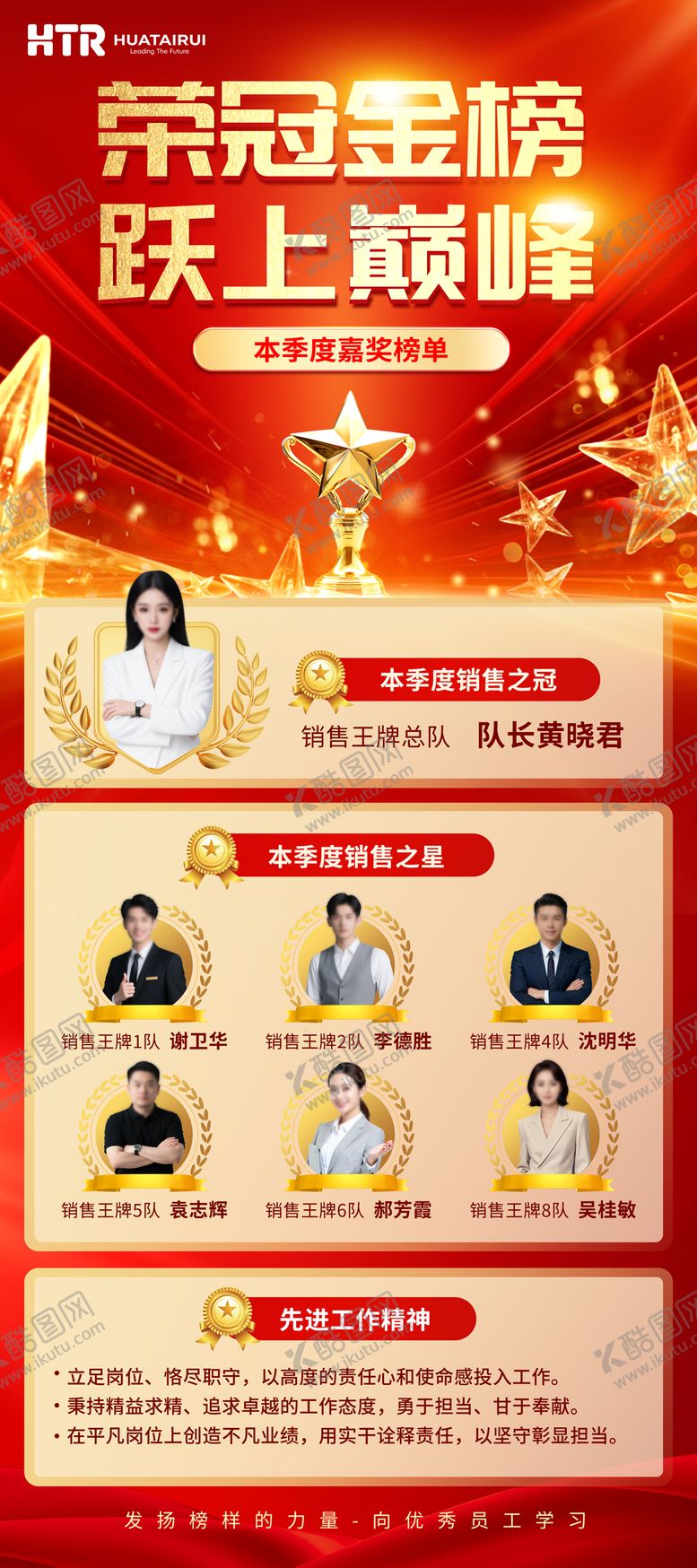 编号：52184804301329058888【酷图网】源文件下载-荣誉表彰销售冠军业绩榜单海报展架