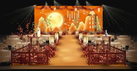 橙色系中式婚礼现场布置