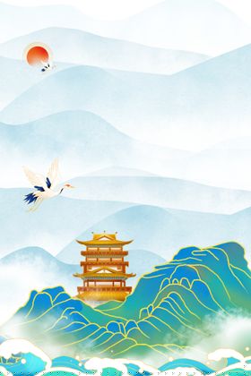 中国风背景森系文艺水墨画展板