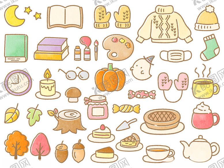 编号：57008509252136488086【酷图网】源文件下载-秋日生活元素可爱插画集