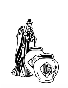 古代人物手绘包酒坛子