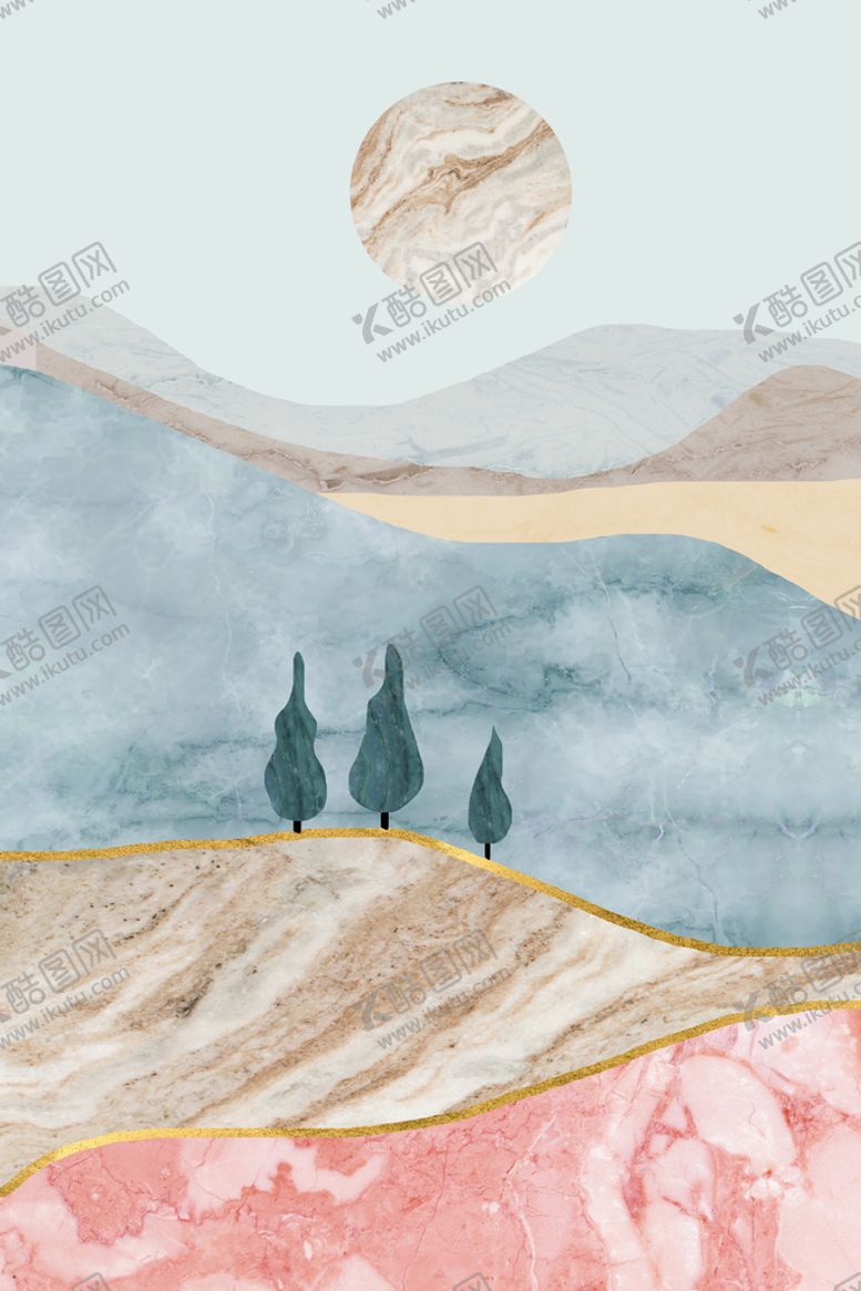 编号：69750810031211522610【酷图网】源文件下载-抽象意境山水装饰画