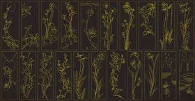 花卉线条植物图案线条