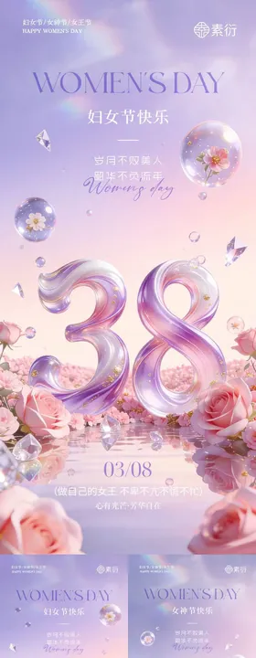 38妇女节女神节大字海报