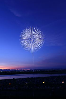 城市夜空烟花合成背景素材