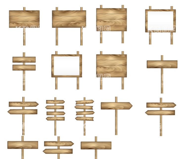 编号：18446302271900273273【酷图网】源文件下载-木头指路牌