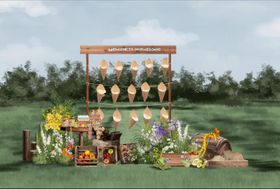 小清新果蔬户外婚礼美陈签到台