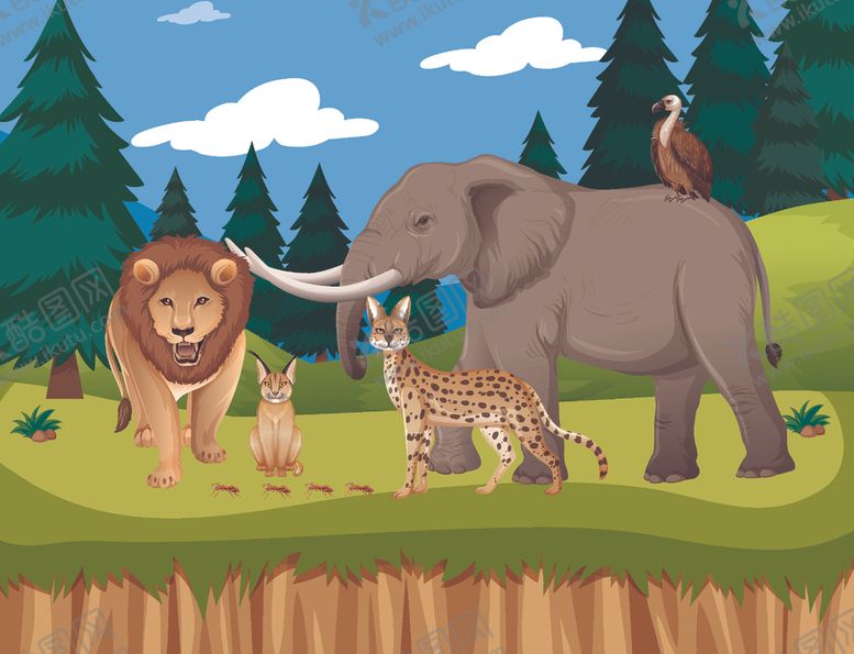 编号：54351510281833015048【酷图网】源文件下载-卡通野生动物