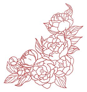 春天花背景矢量牡丹花线稿自然风光水彩绘画