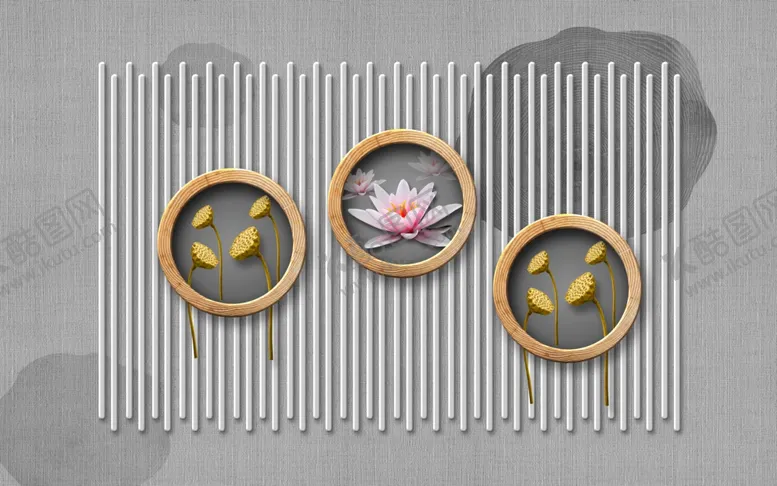 编号：54376906271020578646【酷图网】源文件下载-荷花莲蓬背景墙