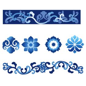 中式蓝白传统花纹图案集